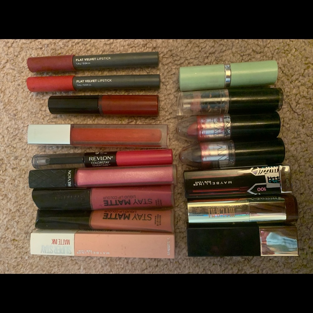 Bundle of lipsticks and lip glosses